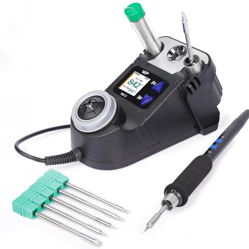 WeP 982-V Micro Soldering kit with 5 C245 Soldering Iron Tips, Temperature Control, Sleep Mode, Auto Shutdown and LCD Display - Image 1